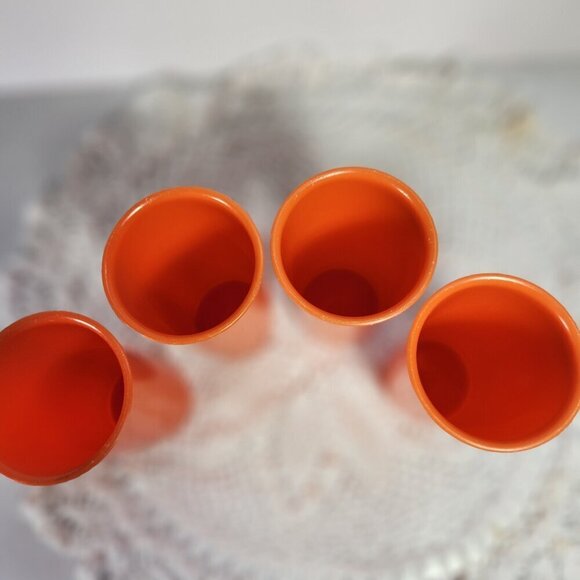 Tupperware Tall Tumblers Set of 4 Orange 8 oz Juice Cups 117 Vintage 70s… - Picture 4 of 5
